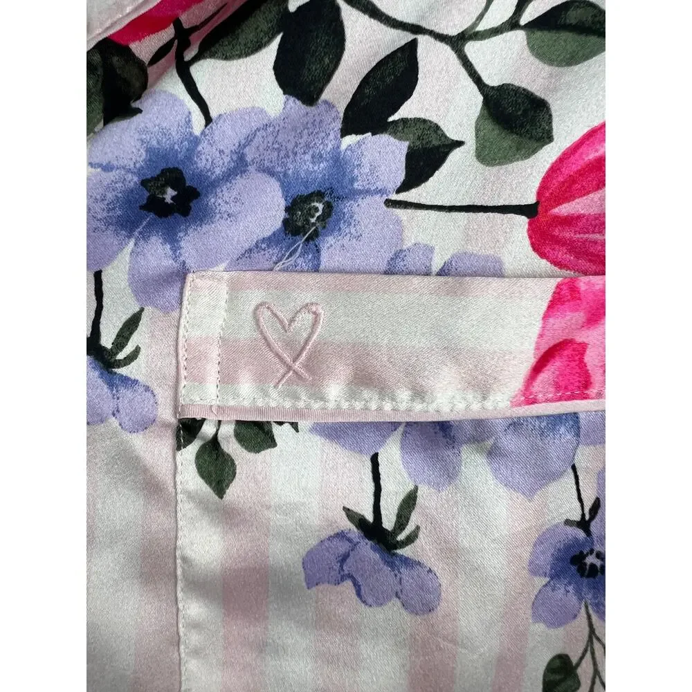 Victoria’s Secret Pink‎ Stripe Floral Satin Pajama Top S